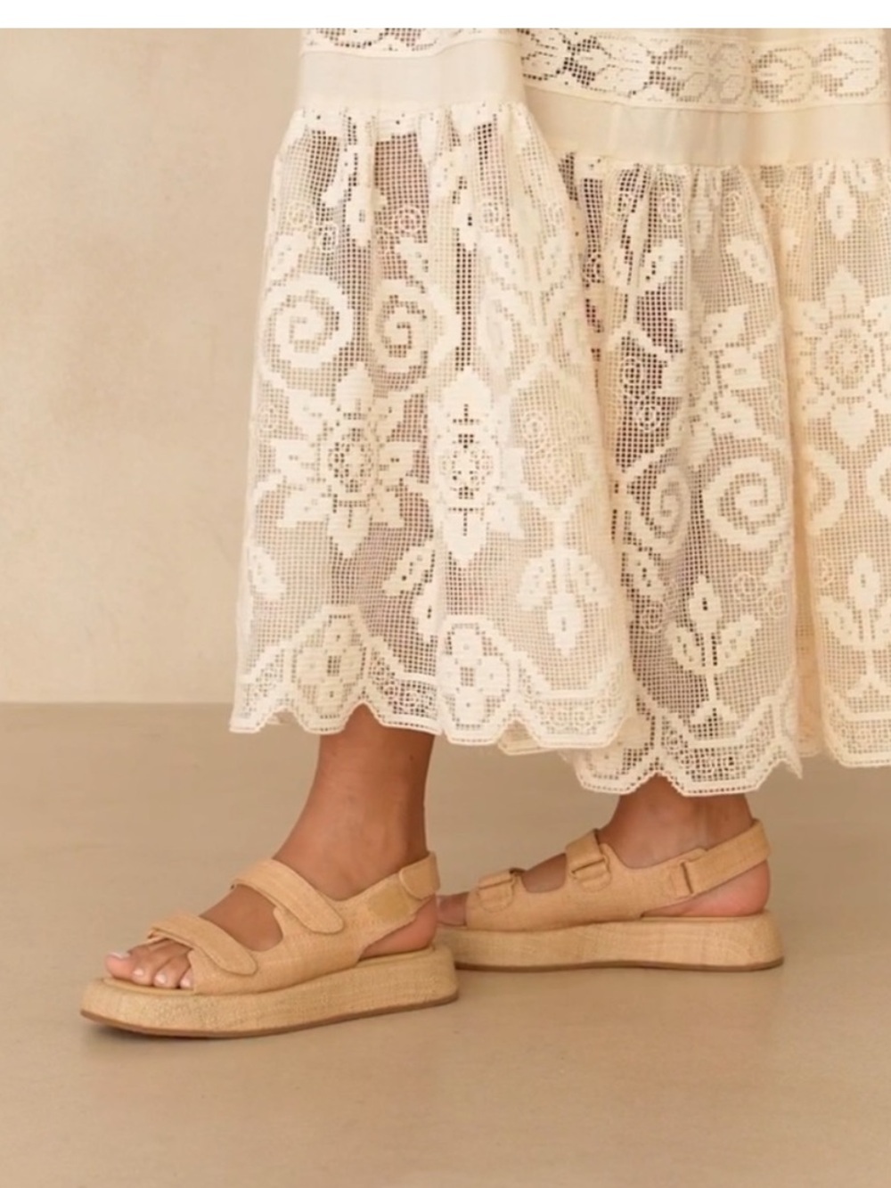 Loeffler Randall Blaise Natural Raffia Platform Sandal Size 10